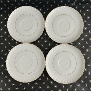 Royal Tettau Annette Set Of 4 Porcelain White With Gold Trim Saucers Only